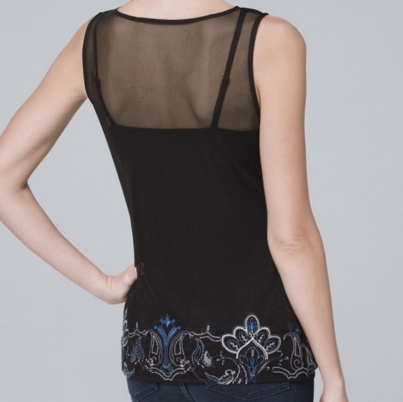 White House Black Market Embroidery Sheer Mesh Tops/Size XS - Picture 5 of 10